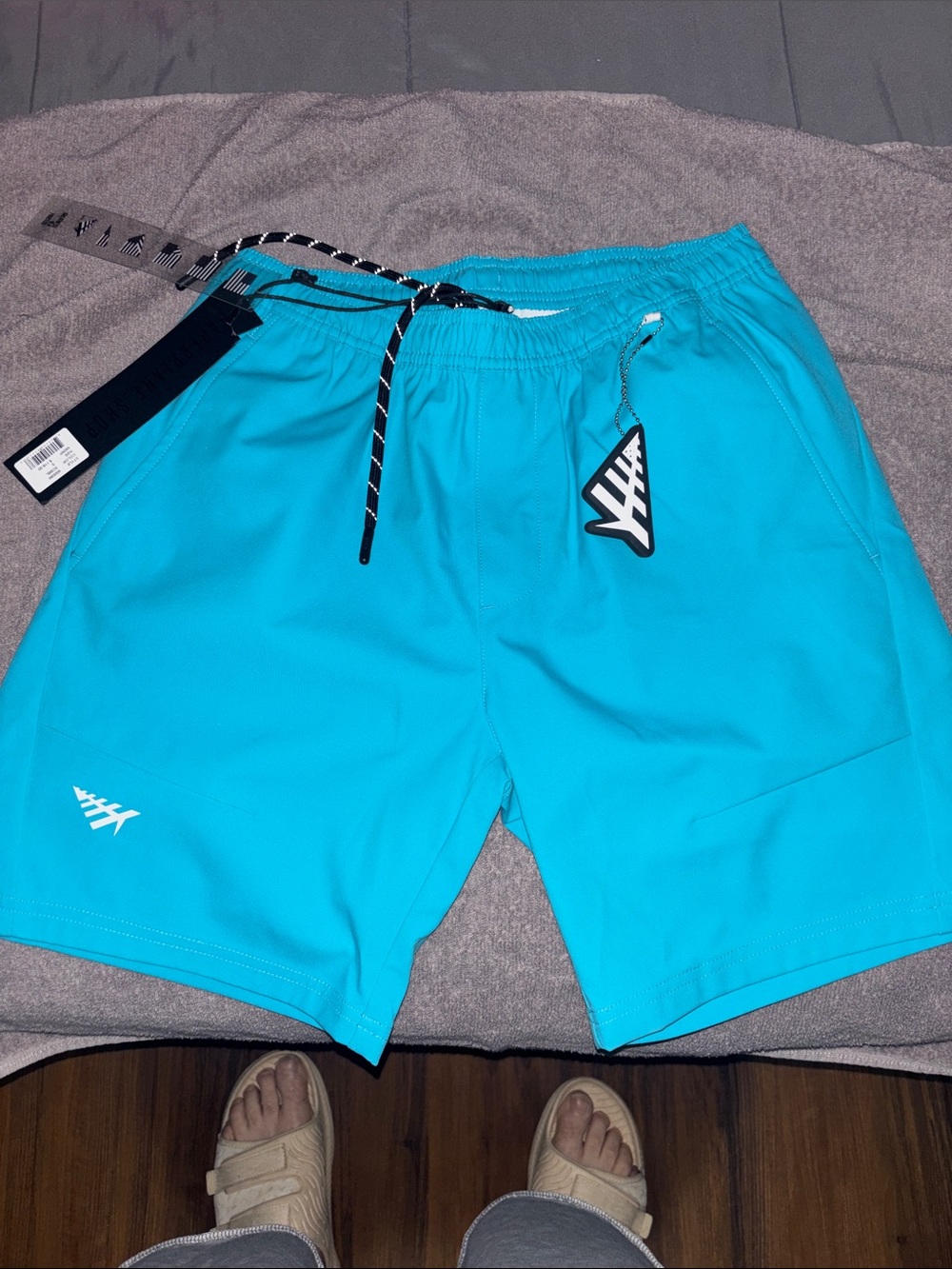 Paperplane Turquoise Athletic Swim Shorts with Logo size sm